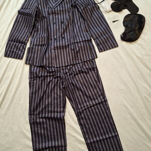 Omero Addams Costume Striped Suit Set with Accessories